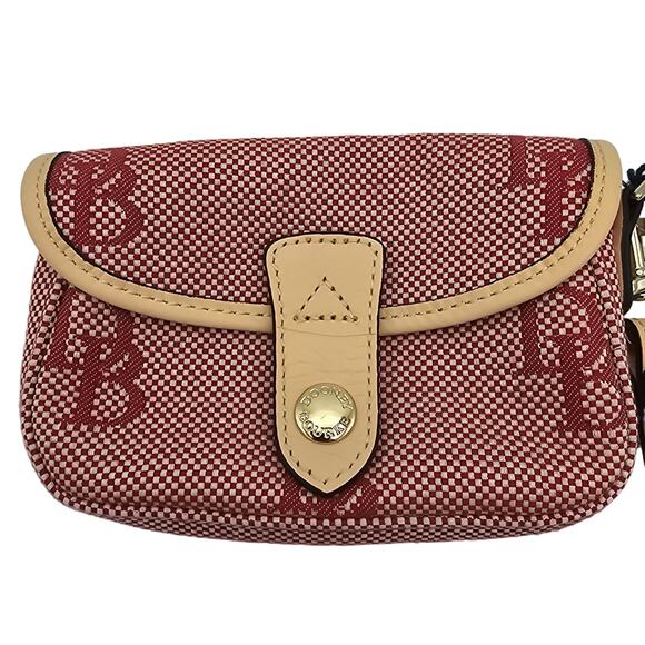 Dooney & Bourke Oncour Twist Flap Wristlet Signature Red & Beige Leather NWOT - Picture 2 of 7